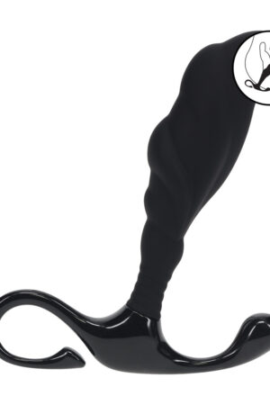 Massaggiatore prostatico in silicone rigido con superficie ondulata ad anello - L - Nero