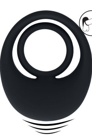 Anello vibrante in silicone liquido per pene e testicoli - Nero