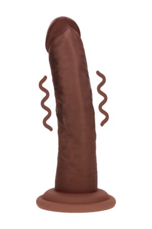 Dildo vibrante realistico curvo in silicone a doppia densità con ventosa - 6 / 15,5 cm - Marrone