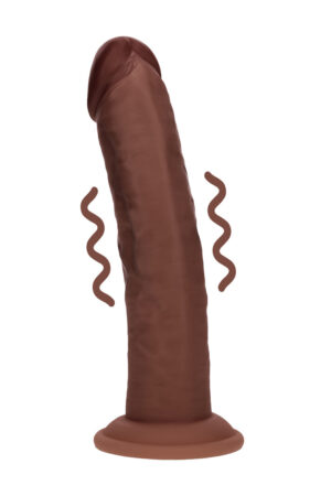 Dildo vibrante realistico curvo in silicone a doppia densità con ventosa - 8 / 20,3 cm - Marrone
