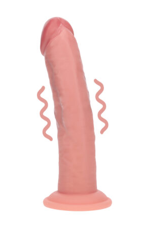 Dildo vibrante realistico curvo in silicone a doppia densità con ventosa - 8 / 20,3 cm - Color carne