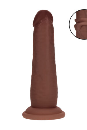 Dildo realistico in silicone a doppia densità con superficie scorrevole - 6 / 15,5 cm - Marrone
