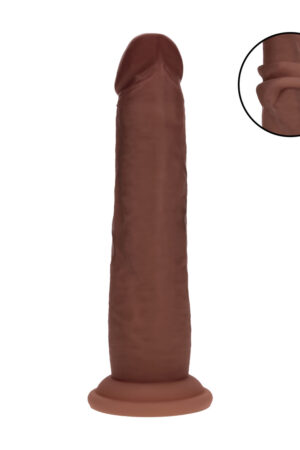 Dildo realistico in silicone a doppia densità con superficie scorrevole - 7 / 18,5 cm - Marrone